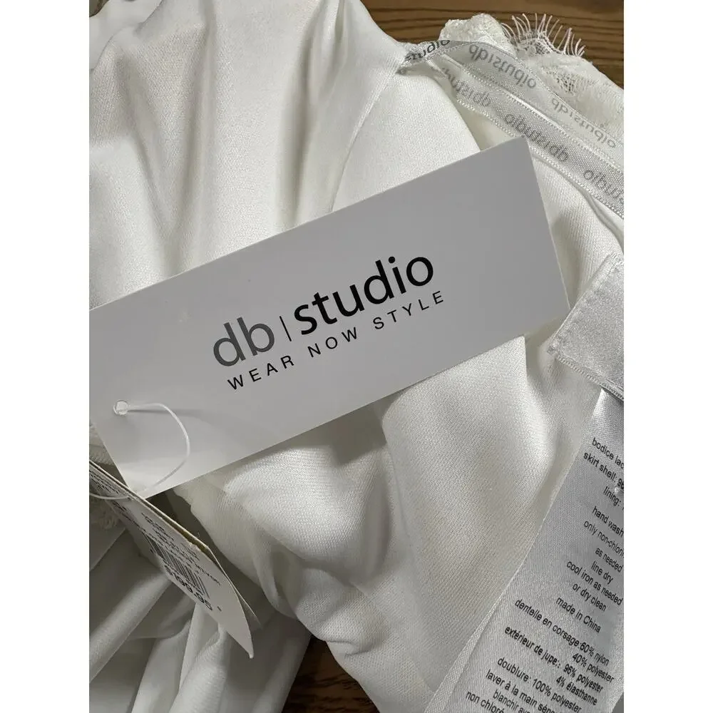 David’s Bridal DB Studio Wedding Dress Womens Size 4 Ivory Lace Elegant Gown New